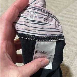 Ideology Black Leggings with Pink Striped Waistband